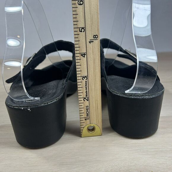 Fly Flot Black Suede Mules Clogs Womens 40 EU 8.5 US Comfort Shoe Made in Italy - Picture 11 of 12